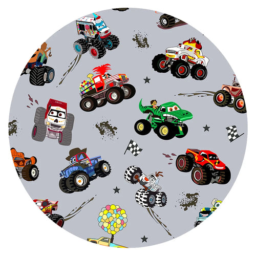 Big Wheel Truck Adventure Grey Baby Bamboo Zipper Romper Pajamas