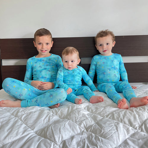 FancyPrince Colorful Fish Kid Bamboo Blue Two-Piece Pajama Set