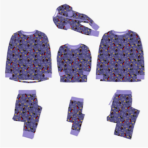 Halloween Witch Sisters Smell Children Bamboo Purple Family Matching Pajamas