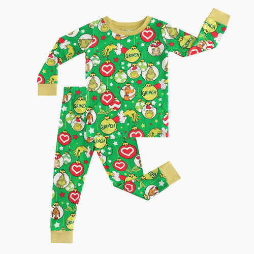 Christmas Sale Green Guy Heart Two-Piece Bamboo Viscose Pajama Set