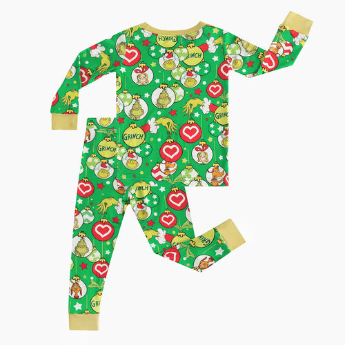 Christmas Sale Green Guy Heart Two-Piece Bamboo Viscose Pajama Set