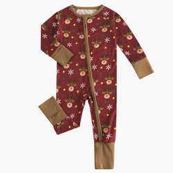 Christmas Sale Holiday Reindeer Baby Bamboo Sleeper Pajamas