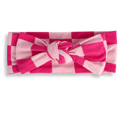 Bamboo Baby Rose Red Checkerboard Bow Headband