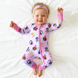 K-Pop Star Dreams and Sparkles Bamboo Zipper Romper Pajamas