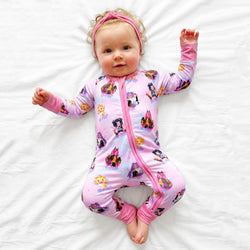 K-Pop Star Dreams and Sparkles Bamboo Zipper Romper Pajamas