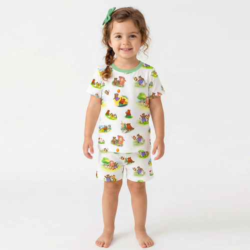 Sweet Forest Friends and Garden Kids Bamboo Short Two-Piece Pajama Set