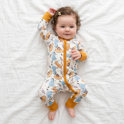 Cartoon Bear Piglet Pattern Bamboo Long Sleeve Onesie