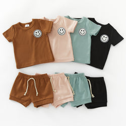 Smiley Face Black Color Shorts Set | Various Colours