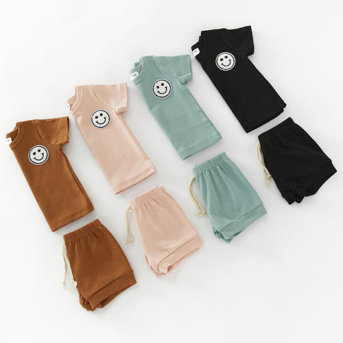 Smiley Face Black Color Shorts Set | Various Colours