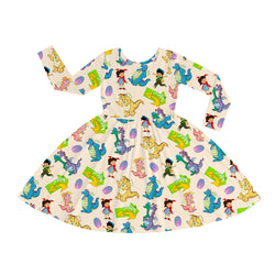 FancyPrince Cartoon Dragon Kid Bamboo Long Sleeve Dress