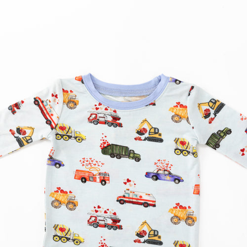 Valentine Hearts on Wheels Kids Bamboo Two-Piece Pajama Set