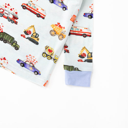 Valentine Hearts on Wheels Kids Bamboo Two-Piece Pajama Set