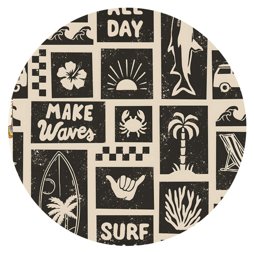 Retro Surf Waves Kids Bamboo Two-Piece Pajama Set