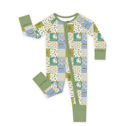 Outdoor Fishing Western Patchwork Bamboo Zipper Romper Pajamas