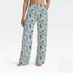 Women's Bamboo Halloween Starry Night Ghost Friends Stretch-Knit Pajama Pant