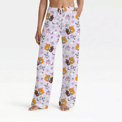 Women's Bamboo Halloween Midnight Cats and Spider Stretch-Knit Pajama Pant