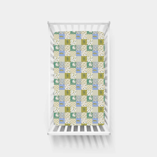 Outdoor Fishing Western Patchwork Bamboo Fitted Crib Sheet