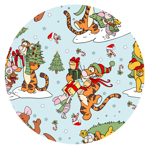 Christmas Snow Bear Friends Gift Bamboo Zipper Romper Pajamas