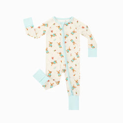 Easter Bunny and Spring  Garden Bamboo Zipper Romper Pajamas
