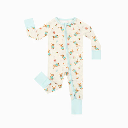Easter Bunny and Spring  Garden Bamboo Zipper Romper Pajamas