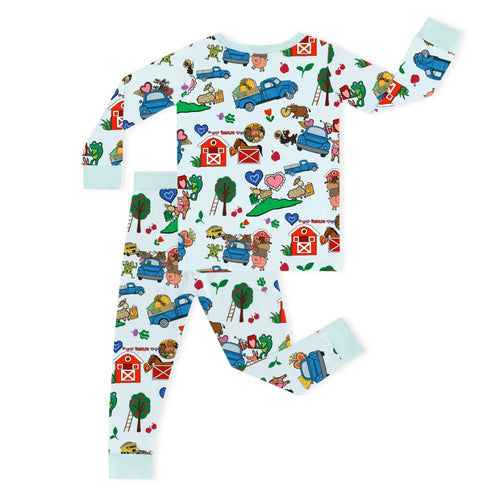 Farm Car and Animal Friends Life Kids Bamboo Two-Piece Pajama Set