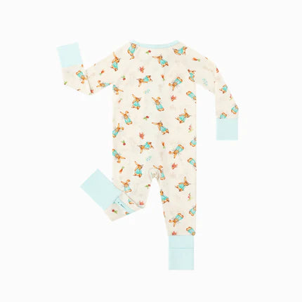 Easter Bunny and Spring  Garden Bamboo Zipper Romper Pajamas
