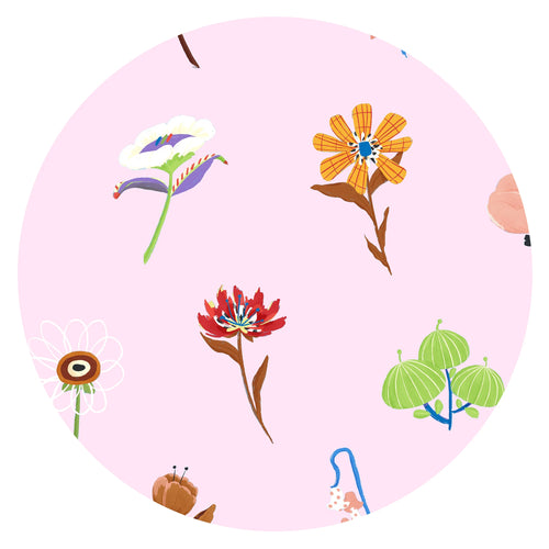 Wildflower Meadow Pink Bamboo Zipper Romper Pajamas
