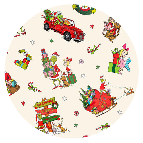 Christmas Green Face Sleigh Gift Ride and Candy Canes Bamboo Blanket