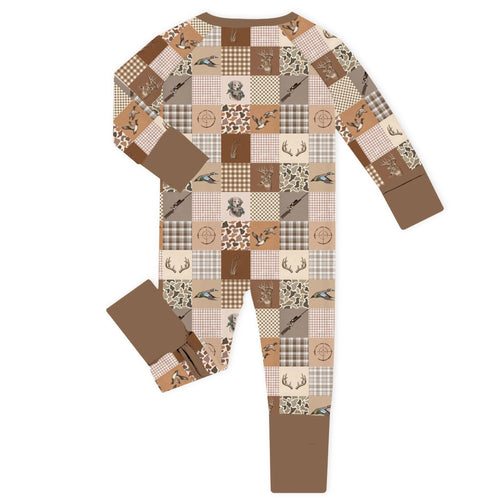 Waterfowl Hound Patchwork Bamboo Zipper Romper Pajamas