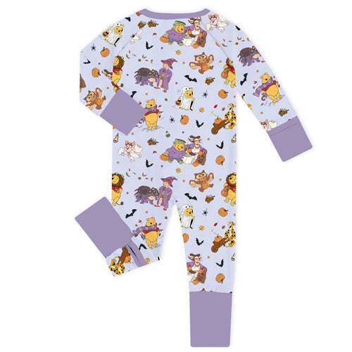Halloween Bear Pumpkin Bat Bamboo Zipper Romper Pajamas
