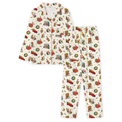 Christmas Green Face Sleigh Gift Ride and Candy Canes Print Bamboo Men's Pajamas Set