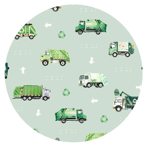 Green Recycling Trucks Bamboo Zipper Romper Pajamas
