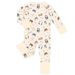 Retro Game Playtime Adventure Bamboo Zipper Romper Pajamas