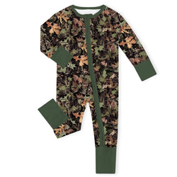 Mossy Oak Timber Bamboo Zipper Romper Pajamas
