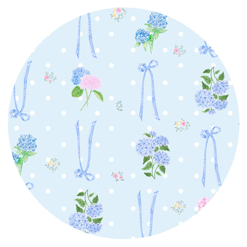 Blue Hydrangea Bows Bamboo Zipper Romper Pajamas