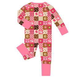 Sweet Utility Blossom Bamboo Zipper Romper Pajamas