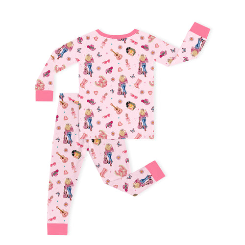 Pink Cowgirl Dreams Kids Bamboo Two-Piece Pajama Set