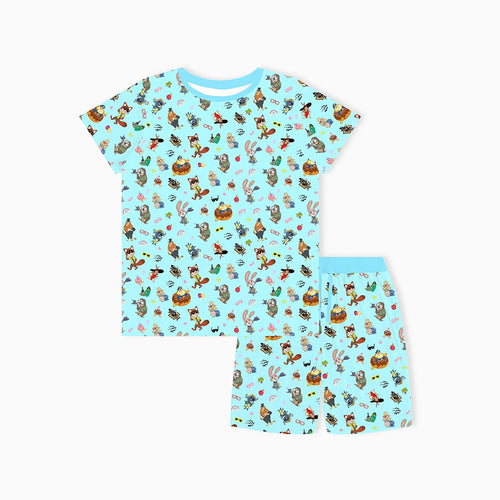 Crazy Zoo Dad&Me Blue Bamboo Family Short Matching Pajamas