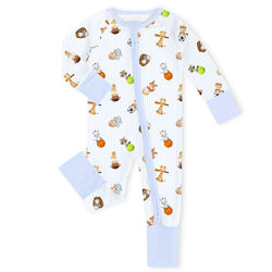 Pastel Safari Sports Bamboo Zipper Romper Pajamas