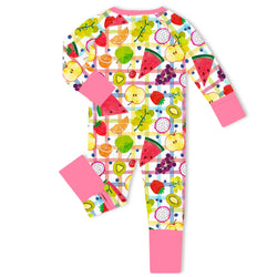 Tutti Frutti Plaid Bamboo Zipper Romper Pajamas