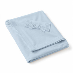 Solid Sky Blue Bamboo Swaddle & Luxe Bow Headband Set