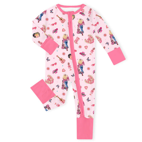 Pink Cowgirl Dreams Bamboo Zipper Romper Pajamas