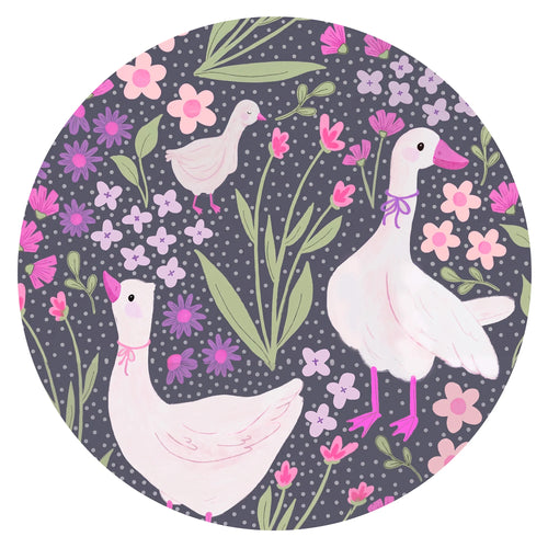 Wildflower Meadow Geese Pink Bamboo Zipper Romper Pajamas