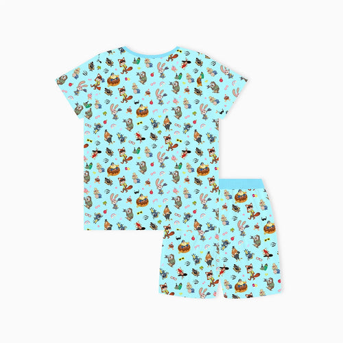Crazy Zoo Dad&Me Blue Bamboo Family Short Matching Pajamas