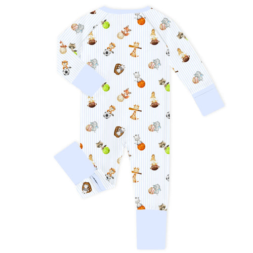 Pastel Safari Sports Bamboo Zipper Romper Pajamas
