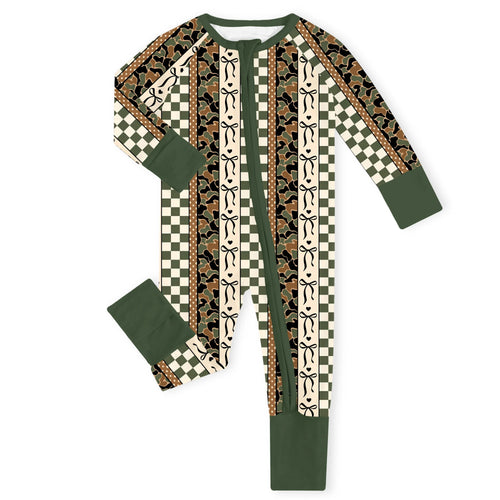 Coquette Forest Camo Bamboo Zipper Romper Pajamas