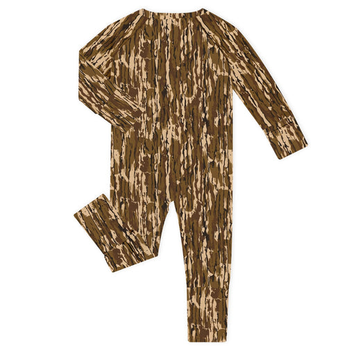 Vintage Bottomland Bark Camo Bamboo Zipper Romper Pajamas