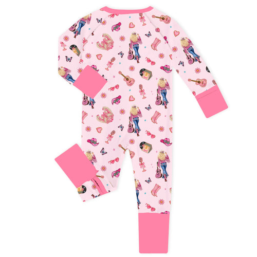 Pink Cowgirl Dreams Bamboo Zipper Romper Pajamas