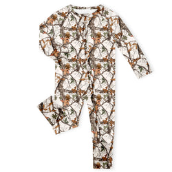Winter Birch Camo Bamboo Zipper Romper Pajamas
