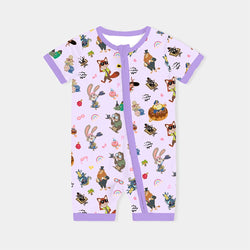 Crazy Zoo Baby Bamboo Short Zipper Romper Pajamas